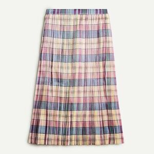 J. Crew Women's Pleated Midi Skirt Shimmering Plaid Preppy